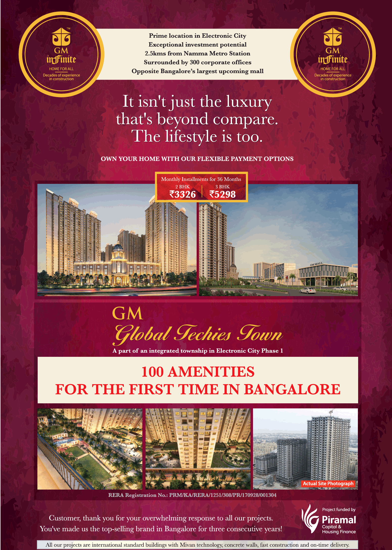 Own your home with flexible payment options at GM Global Techies Town in Bangalore